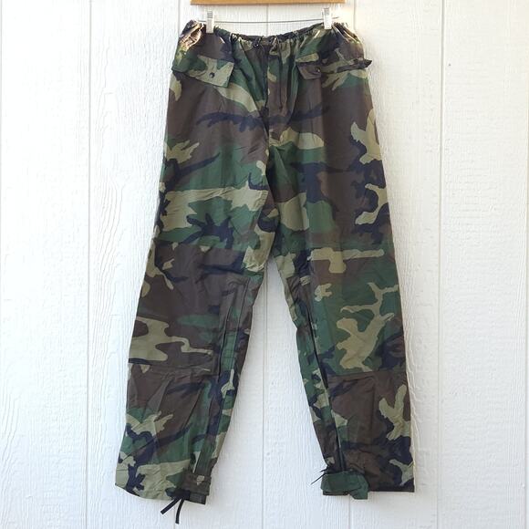 Vtg ORC Army Camo Rain Pants M Waterproof Trousers Gorpcore Hiking Outdoors EUC - Picture 1 of 8